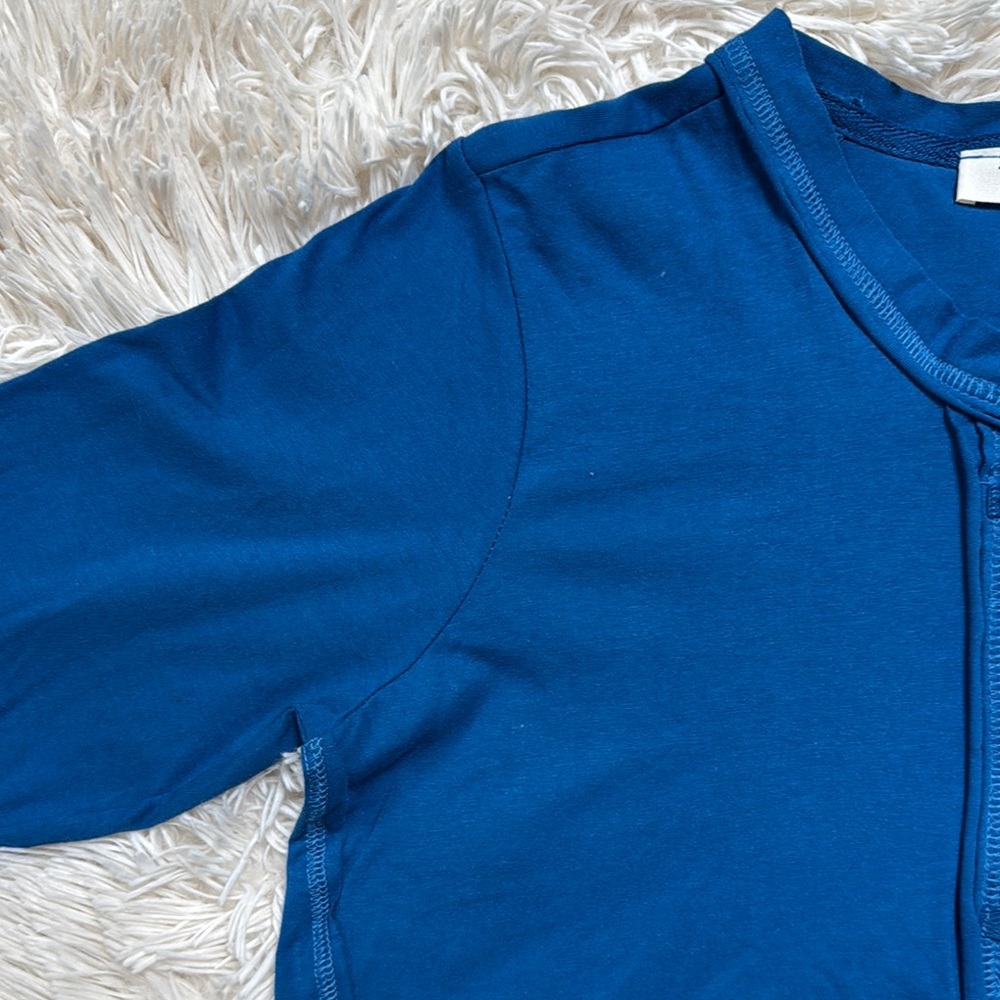 Zenana Henley Raw Seam Top 💗 Blue - Picture 5 of 16